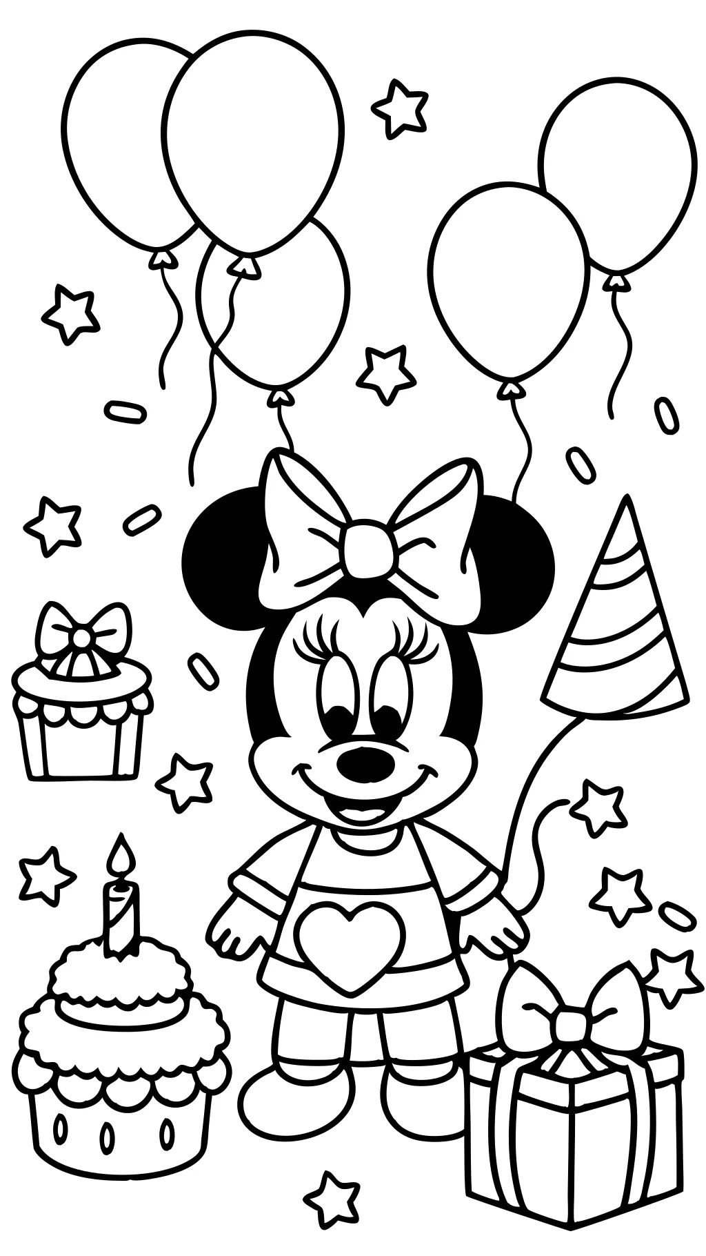 Minnie mouse cumpleaños para colorear